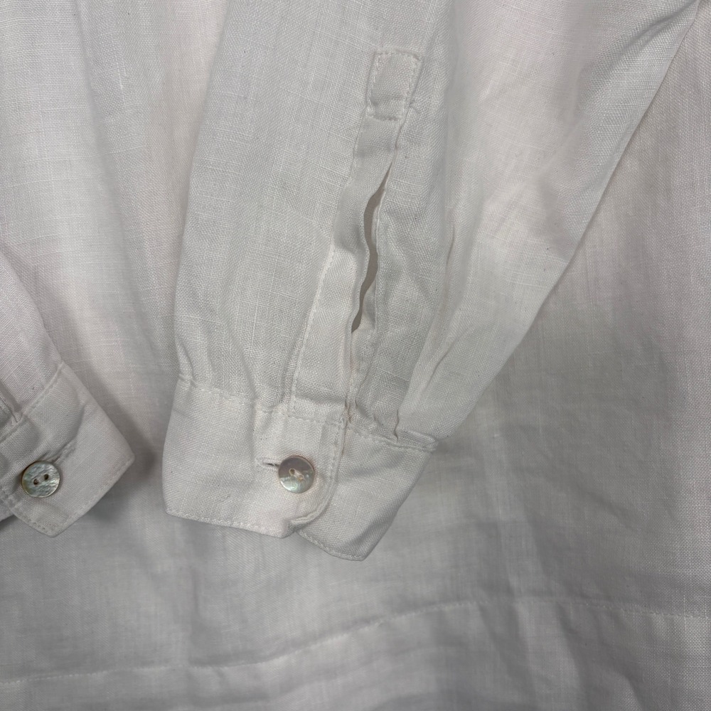 J. Jill Women Tunic Top L White Love Linen Pintuck Split Neck Long Sleeve Beach - Picture 3 of 12